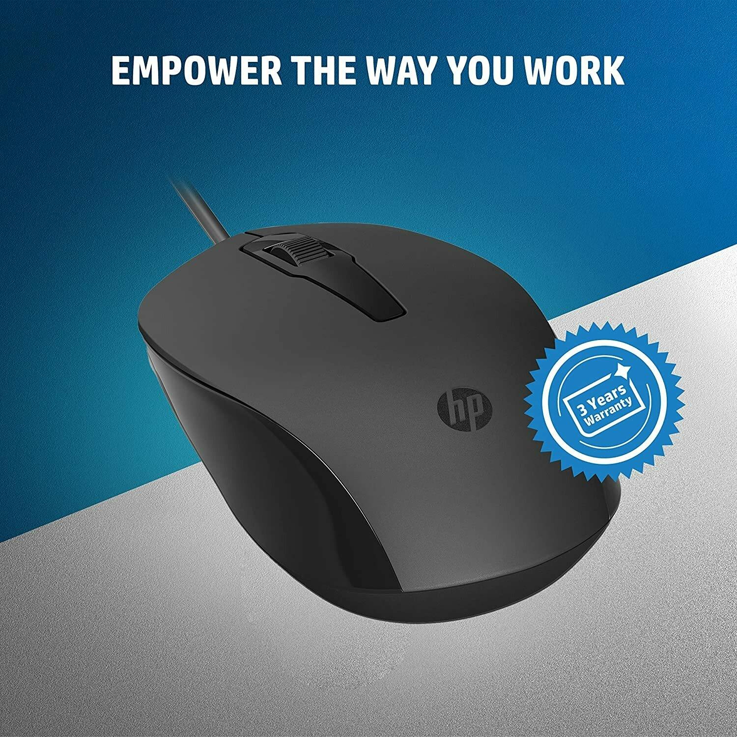 HP 150 Wired Mouse- Elegant Ergonomic Design, 1600 DPI Optical Tracking, USB Plug & Play, Works on almost any surface with astounding accuracy, Click 