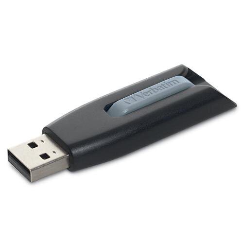 Verbatim USB 3.0 memory, Store'n'Go V3, 128 GB, push-out USB, black / gray